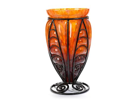 Orangefarbene Vase, André Delatte, zug.